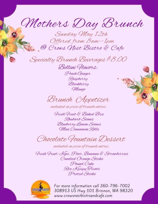 Mother’s Day Brunch Crows Nest Bistro & Cafe
